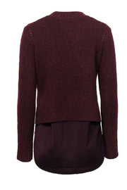 Current Boutique-All Saints - Burgundy Knit Cropped Knit Sweater w/ Shirt Underlay Sz S