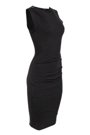 Current Boutique-All Saints - Dark Brown Knit Ruched "Rina" Dress w/ Zippered Shoulder Sz M