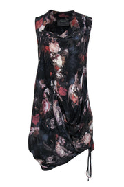 Current Boutique-All Saints - Dark Floral Silk Draped Dress Sz 10