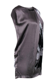Current Boutique-All Saints - Grey & Black Abstract Print Sleeveless Silk Shift Dress Sz 4