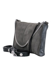 Current Boutique-All Saints - Grey Calf Hair Shoulder Bag w/ Silver-Toned Chain & Leather Trim