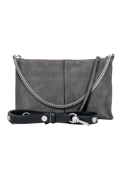 Current Boutique-All Saints - Grey Calf Hair Shoulder Bag w/ Silver-Toned Chain & Leather Trim