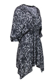 Current Boutique-All Saints - Grey Leopard Print Scarf Hem Fit & Flare Dress Sz M