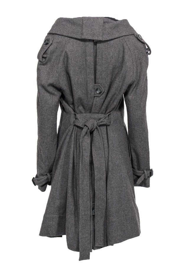 Current Boutique-All Saints - Grey Wool Blend Crossover Button-Up Longline Coat Sz 10