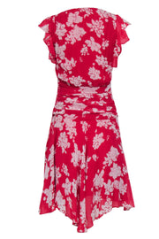 Current Boutique-All Saints - Raspberry Floral Ruffle Silk Dress Sz 2