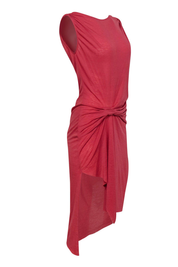 Current Boutique-All Saints - Salmon Pink Sleeveless High-Low Midi Dress w/ Gathered Waist Sz S