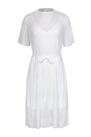 Current Boutique-All Saints - White Textured Short Sleeve Belted Midi Dress Sz 6