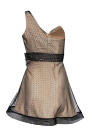 Current Boutique-Allen Schwartz - Nude One-Shoulder Sheath Dress w/ Black Tulle Sz 0