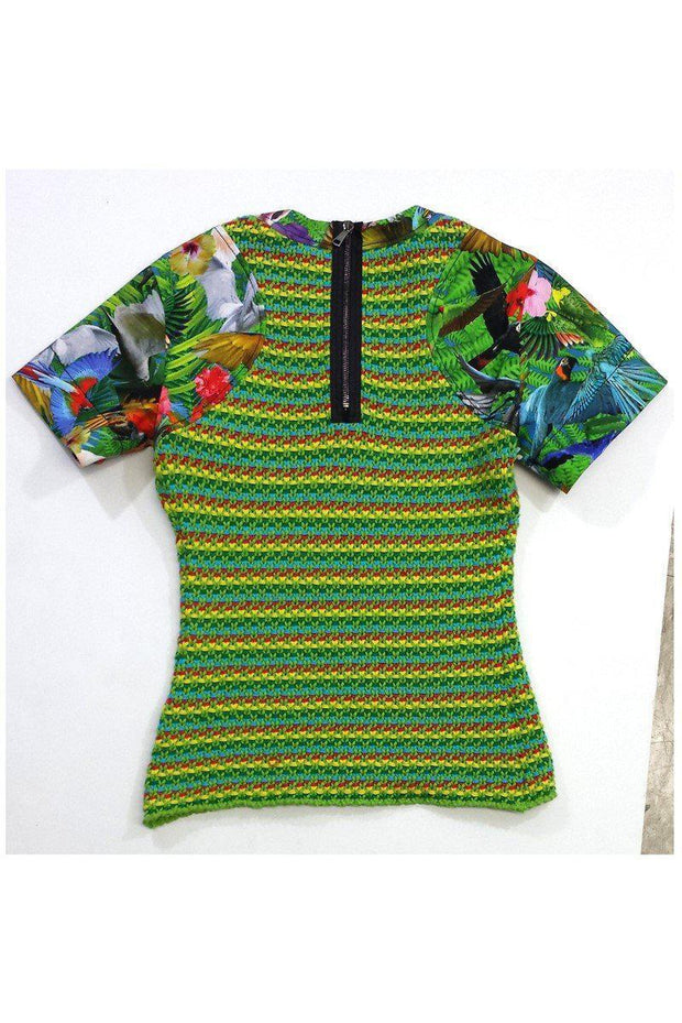 Current Boutique-Altuzarra - Green Tropical Print Short Sleeve Top Sz 6