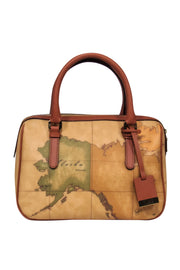 Current Boutique-Alviero Martini - Brown Leather Crossbody Purse w/ Map Print