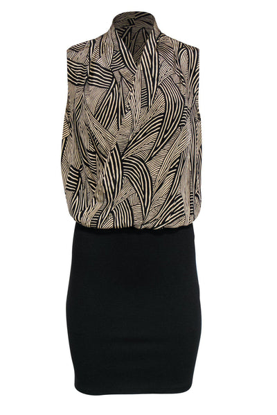 Current Boutique-Amanda Uprichard - Black & Beige Silk Dress Sz S
