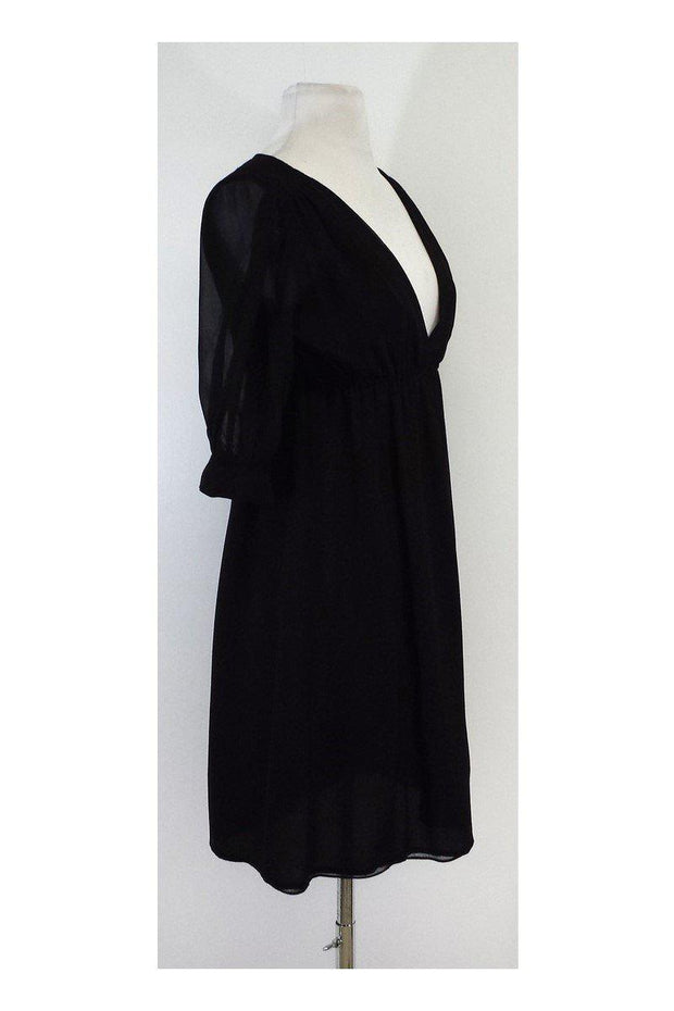 Current Boutique-Amanda Uprichard - Black & Gold V-Neck Dress Sz S