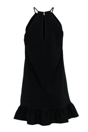 Current Boutique-Amanda Uprichard - Black Halter Shift Dress w/ Flounce Hem & Back Keyhole Sz P