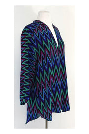 Current Boutique-Amanda Uprichard - Black & Neon Zigzag Print Tunic Sz L