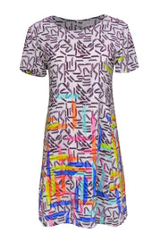 Current Boutique-Amanda Uprichard - Cream & Multicolor Graphic Print Shift Dress Sz L