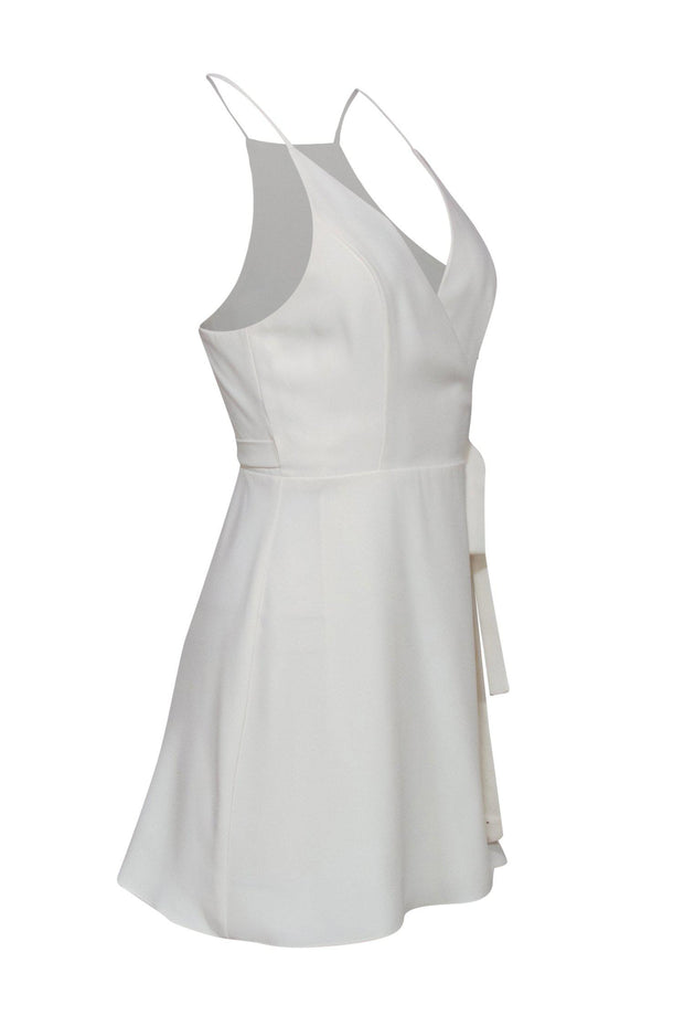 Current Boutique-Amanda Uprichard - Cream Wrap Plunge Mini Dress Sz S