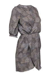 Current Boutique-Amanda Uprichard - Grey & Tan Snake Print Silk Dress Sz S