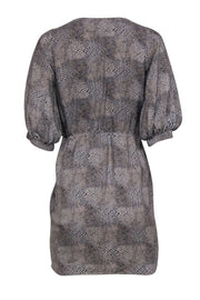 Current Boutique-Amanda Uprichard - Grey & Tan Snake Print Silk Dress Sz S