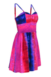 Current Boutique-Amanda Uprichard - Hot Pink & Purple Marbled A-Line Dress Sz M