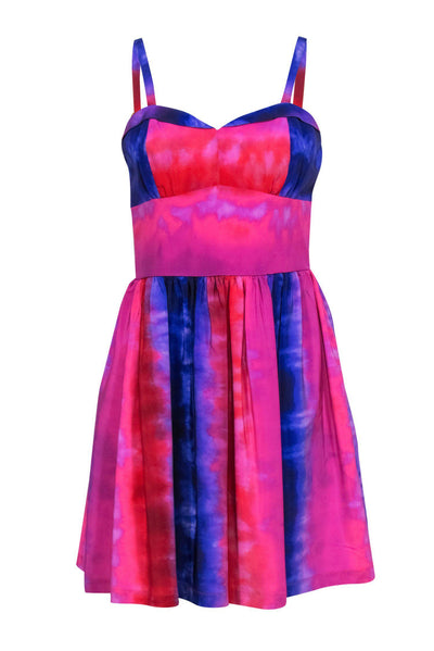 Current Boutique-Amanda Uprichard - Hot Pink & Purple Marbled A-Line Dress Sz M