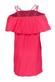 Current Boutique-Amanda Uprichard - Hot Pink Strappy Shift Dress w/ Off-the-Shoulder Ruffle Design Sz M