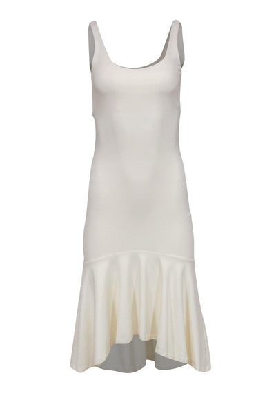 Current Boutique-Amanda Uprichard - Ivory Sleeveless "Parker" High-Low Midi Dress w/ Flounce Hem Sz S
