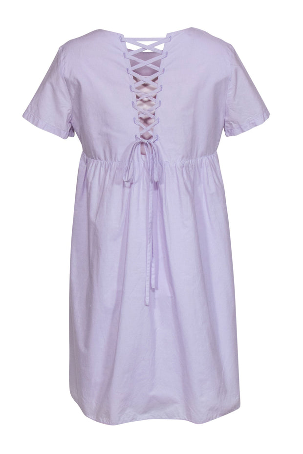 Current Boutique-Amanda Uprichard - Lavender Babydoll Short Sleeve Dress w/ Tie-up Back Sz L