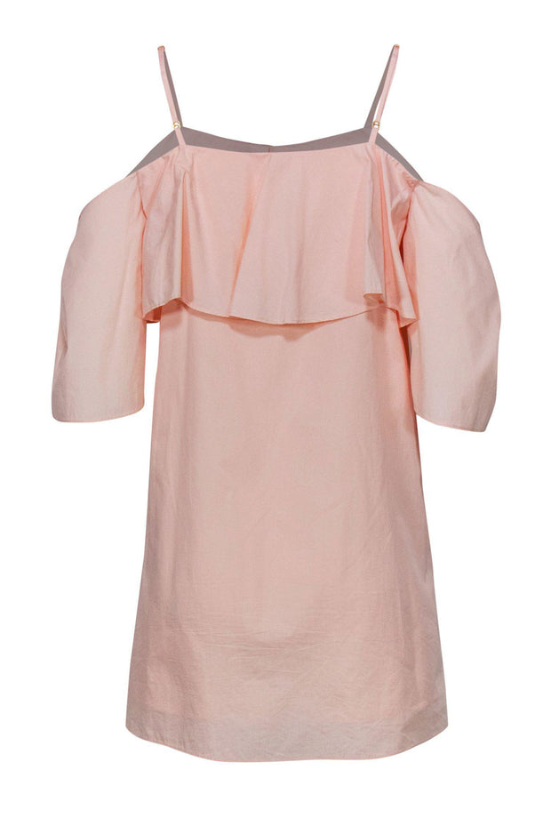 Current Boutique-Amanda Uprichard - Light Pink Cold Shoulder Shift Dress w/ Flounce Top Sz P