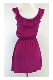 Current Boutique-Amanda Uprichard - Magenta Ruffle Tiered Silk Dress Sz P