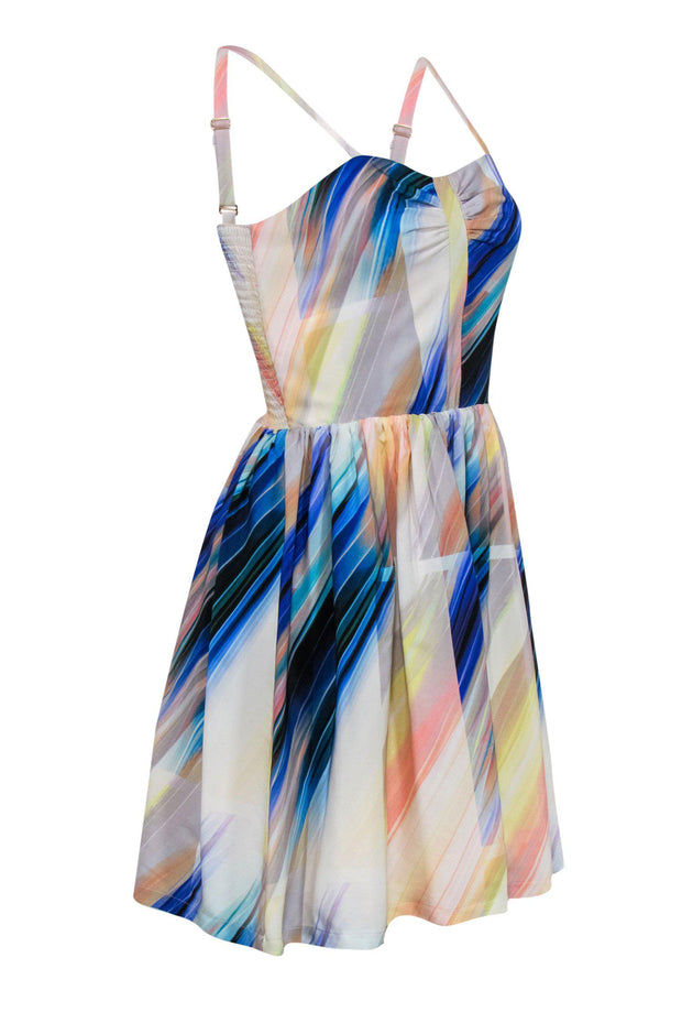 Current Boutique-Amanda Uprichard - Multi-Marbled Silk A-Line Dress Sz M