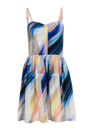 Current Boutique-Amanda Uprichard - Multi-Marbled Silk A-Line Dress Sz M