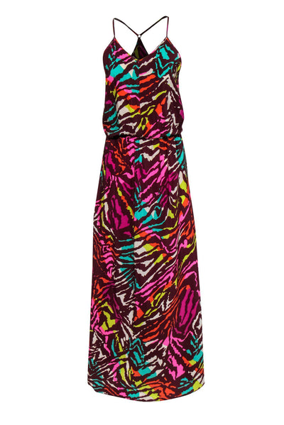 Current Boutique-Amanda Uprichard - Multicolored Abstract Print Silk Maxi Dress Sz 4