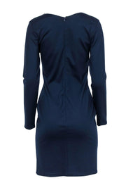 Current Boutique-Amanda Uprichard - Navy Blue Shift Dress w/ Plunging Lace-Up Neckline Sz M