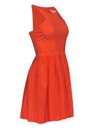 Current Boutique-Amanda Uprichard - Neon Coral Silk Fit & Flare Dress Sz S