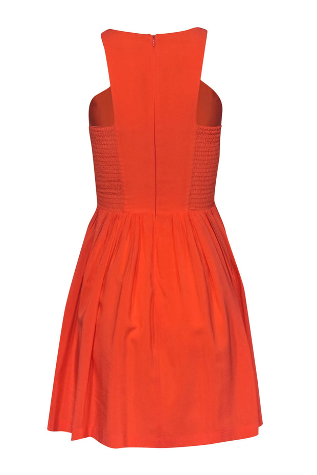 Current Boutique-Amanda Uprichard - Neon Coral Silk Fit & Flare Dress Sz S