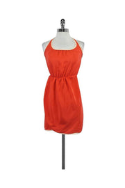 Current Boutique-Amanda Uprichard - Orange & Cream Silk Halter Dress Sz P