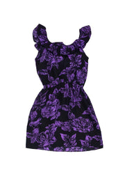 Current Boutique-Amanda Uprichard - Purple & Black Floral Silk Dress Sz P