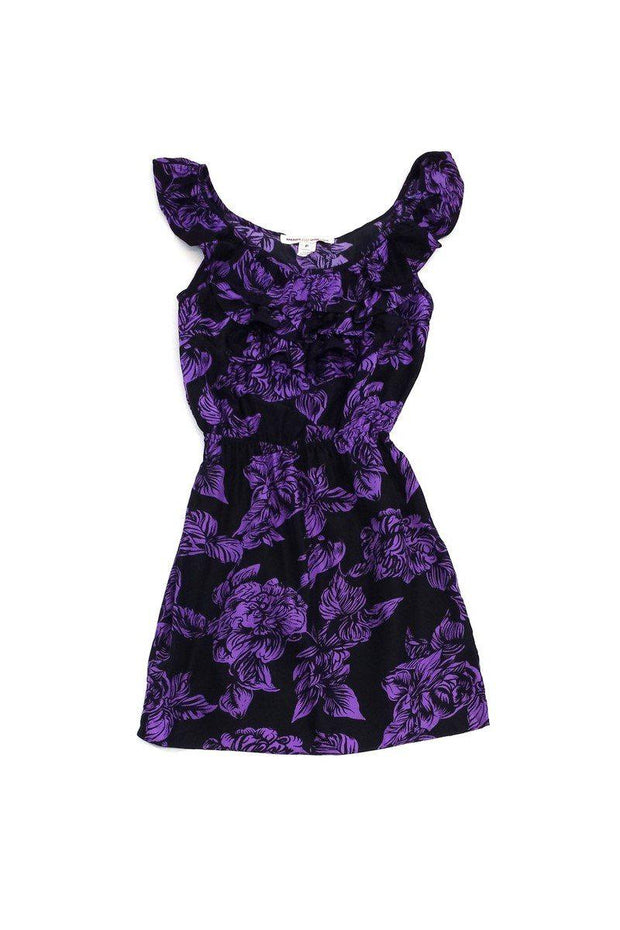 Current Boutique-Amanda Uprichard - Purple & Black Floral Silk Dress Sz P