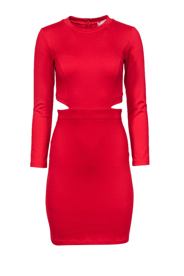 Current Boutique-Amanda Uprichard - Red Long Sleeve Sheath Dress w/ Back Cutout Sz P