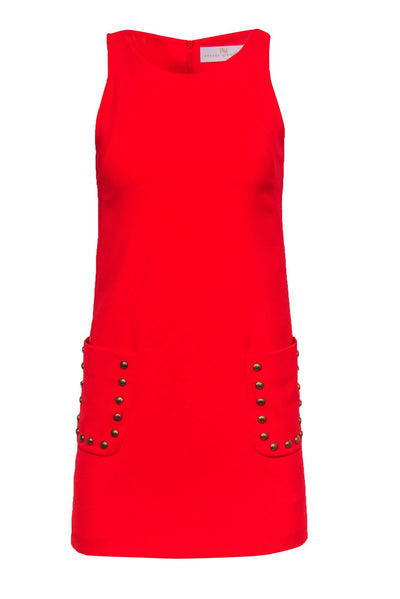 Current Boutique-Amanda Uprichard - Red Mini Sheath Dress w/ Studded Pockets Sz P