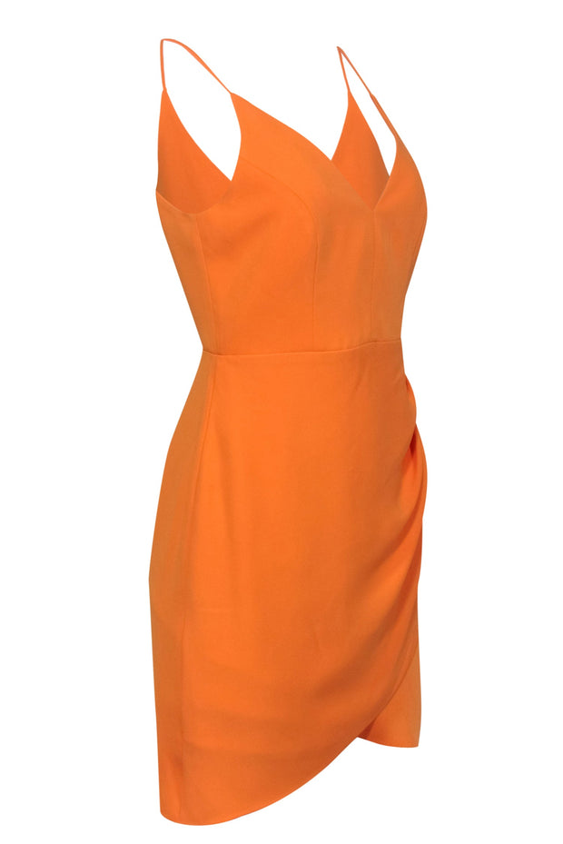 Current Boutique-Amanda Uprichard - Sherbet Orange Sleeveless Ruched Sheath Dress Sz S