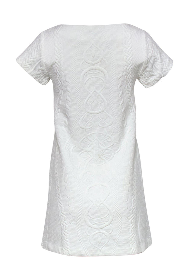 Current Boutique-Amanda Uprichard - White Textured Shift Dress w/ Patch Pockets Sz S