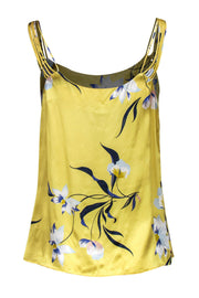 Current Boutique-Amanda Uprichard - Yellow Floral Print Strappy Silk Tank Sz M