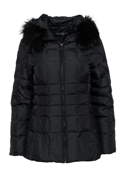Current Boutique-Andrew Marc - Black Puffer Coat w/ Raccoon Fur Trim Sz XS