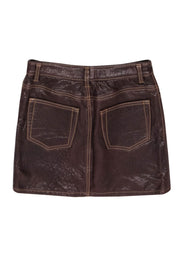 Current Boutique-Andrew Marc - Brown Textured Leather Miniskirt Sz XS