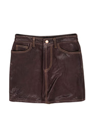 Current Boutique-Andrew Marc - Brown Textured Leather Miniskirt Sz XS