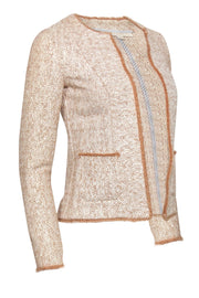 Current Boutique-Ann Mashburn - White & Beige Woven Open-Front Jacket Sz XS