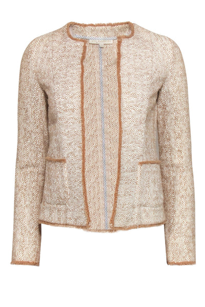 Current Boutique-Ann Mashburn - White & Beige Woven Open-Front Jacket Sz XS