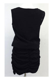 Current Boutique-Anna Molinari - Black Silk Sleeveless Draped Dress Sz 6