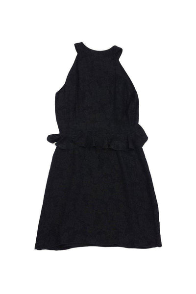 Current Boutique-Anna Sui - Black High Neck Floral Print Dress Sz M